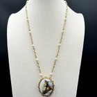 Horse Cameo Convertible Brooch Pendant Necklace Gold Tone Faux Pearl Vintage