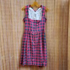 Vintage Salzburger Trachten Traditional Dirndl Dress Red Cotton Floral