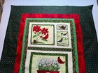 Handcrafted Cardinal   Floral Quilt Wall Hanging Christmas Panel Seasonal Green