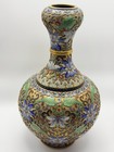 Chinese Cloisonne High Relief Openwork Lotus Collectible Brass Vase 8-1 2   