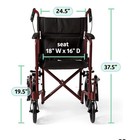 Medline Transport Wheelchair  Lightweight  Foldable  12    Wheels  Dark Red New