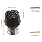 6pcs Crystal Rose Dresser Drawer Knobs Cabinet Handles Single Hole Drawer Black