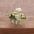1pc Solid Brass Bee Figurine Antique Copper Desk Decor Collectible Gift - New   