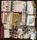 Pink Christmas Scrapbook Junk Journal Kit Embellishments Trinkets Tags Paper