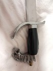 Vintage Etched Blade Mexican Machete Sword   Leather Sheath Spanish Eagle Pommel