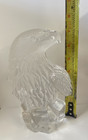 Carved Glass Eagle Head Bust Figurine Statue  7 1 2  Tall