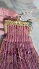 Antique Deco Beaded Handbag Flapper Bag Floral Frame Pink Draping Beads