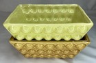 Lot Of 2 Vintage Usa Pottery Planters  Chartreuse   Brown Hobnail Ceramic 5x7   