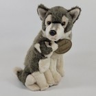 Russ Yomiko Classics Realistic Mommy   Baby Pup Grey Wolf Plush Stuffed Animal