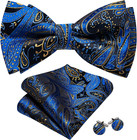 Paisley Striped Bow Tie For Men Silk Pre-tied Bowtie Set