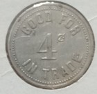 Rare  Antique Vintage 4 Cent Trade Token Fats Pool Hall    Definitely Unique 
