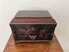 Decorative Vintage Black Gilt Lacquered Chinoiserie Asian Jewelry Box Chest
