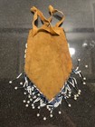 Vintage Leather Beaded Drawstring Bag Native American Style Beaded Fringe Pouch