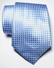 New Classic Checks Light Blue White Jacquard Woven 100  Silk Men s Tie Necktie