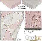 Crib Bedding Set For Girls- 4-piece 4 Piece Set  Pink  Gray  White  Rose Gold 