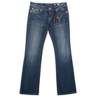 Miss Me Boot Blue Cut Jeans Womens 31 Silver Studs Black Rhinestone Western Nwt