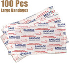 100 Pcs Large Big Flexible Adhesive Bandages Wound Care Latex Free Fabric Pe Ban