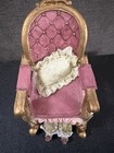 Vintage Dezine Chair Shaped Trinket Box Jewelry Box Hand Painted Flowers Cat