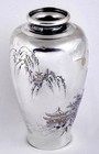 Japanese Meiji Jungin Pure Silver Vase 14 5 Ounces Signed