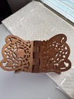 Hand Carved Wooden Folding Book Stand Rehal Cookbook Bible Quran Holder Filigree