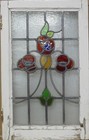 Floral Midsize Old English Leaded Stained Glass Window 16 25  X 26 25 