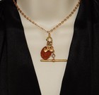 Antique Victorian Gold Filled 19  Watch Chain Slide Necklace Goldstone Fob 21 5g