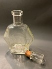 Vintage Clear Glass Decanter With Cork   Glass Stopper Collectible Bar