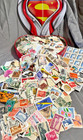 Worldwide Stamp Collection In Superman Tin  Off Paper  Used   Unused  Lot E