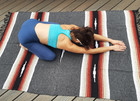 Authentic Mexican Blanket Grey Rust White Diamond   Yoga Blanket   Home   Picnic