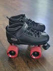 Riedell Dart Quad Roller Derby Speed Skates Black W  Red Wheels Size 5 - Nice 