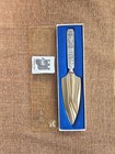 New In Box Kong-tinn Norway Pewter Cake Slicing Server Viking Archer Motif