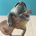 Real Frog Playing Guitar Vintage Mexican Folk  Art Anthropomorphic Taxidermy 7     