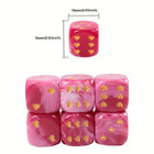 6 Pcs Acrylic Magenta Dice Set With Yellow Heart Highlights  - New