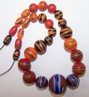 Vintage Venetian Moretti Beads - Reds   Oranges With Vette Di Firenze Decoration