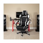 Racing Gaming Chair W  Footrest  Massage Lumbar  Reclining  White