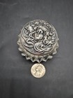 Antique Art Nouveau Woman Sterling Silver Glass Dresser Vanity Jar 7 7gm Flawed