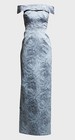 Rickie Freeman For Teri Jon Off-the-shoulder Jacquard Column Gown Size 20 Slate