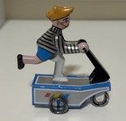 Vintage Mechanical Tin Lithograph Wind-up Boy On A Scooter  no Key 