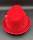 Red Alpine Tyrolean Hat Medium Felt Oktoberfest Costume Hat W  Feather