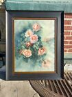 Antique Victorian Artist Signed 1908 Pink Roses Floral Watercolor Painting