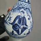Rare Chinese Collectable Art Hand Blue White Porcelain Figure Calabash Vase