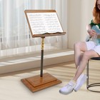 Height Adjustable Bamboo Music Stand Bamboo Conductor Music Stand W  Wide Wooden