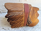 Antique Indian Chief Wood Carved Pipe Bowl Handmade Native American