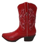 Rustic Western Floral Red Faux Leather Cowgirl Boot Vase Planter Figurine