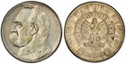 Poland 1934 w  5 Zl - Pilsudski - Pcgs Au50 - Gold Shield - Vintage Silver Coin