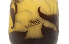 Emile Galle French Cameo Glass Vase Floral Art Nouveau Signed Amber Yellow 12   