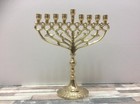 Hanukkah Menorah Jewish Judaica Israel Vintage Brass Chanukah Candle Holder 