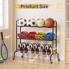 Share Basketball Rack  Rolling Sport Equipment Holder Ball Storage Cart For Bask