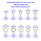 360pcs  2 To 7 16  304 18-8  Stainless Steel Sae Flat Washers Assortment Kit for