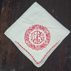 Vtg Exceptional Madeira Embroidered Cotton Linen Hankie Handkerchief Monogram B